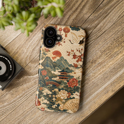 East Asian Vintage Landscape iPhone Case | Magnetic Impact-Resistant Case
