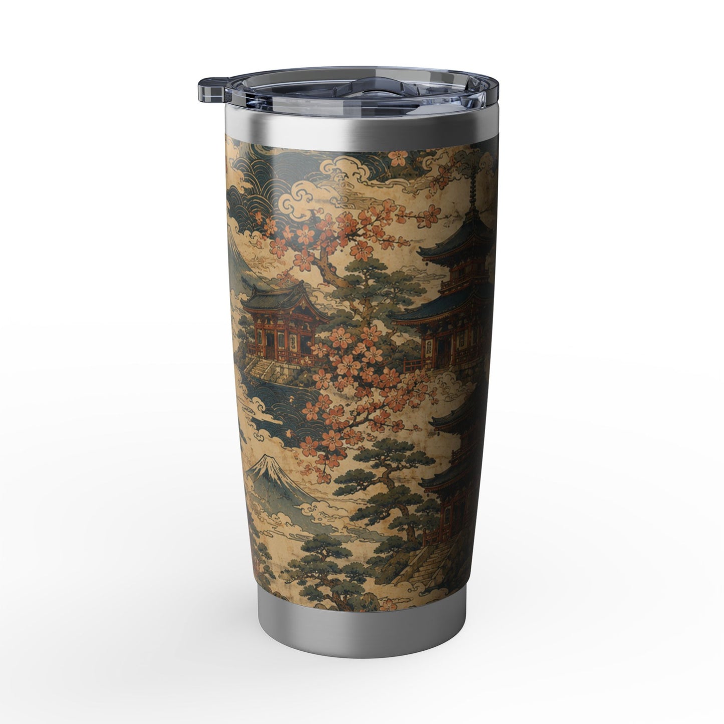 Vintage Japanese Temple Painting 20oz Insulated Tumbler Water Bottle