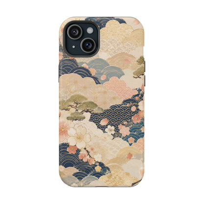 Vintage Japanese Floral Wave Magnetic Impact-Resistant iPhone Cases