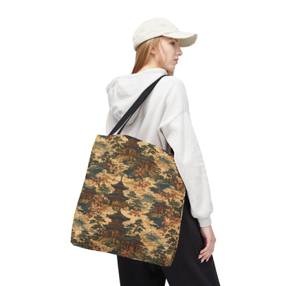 Vintage Japanese Temple Painting Full Art Tote Bag