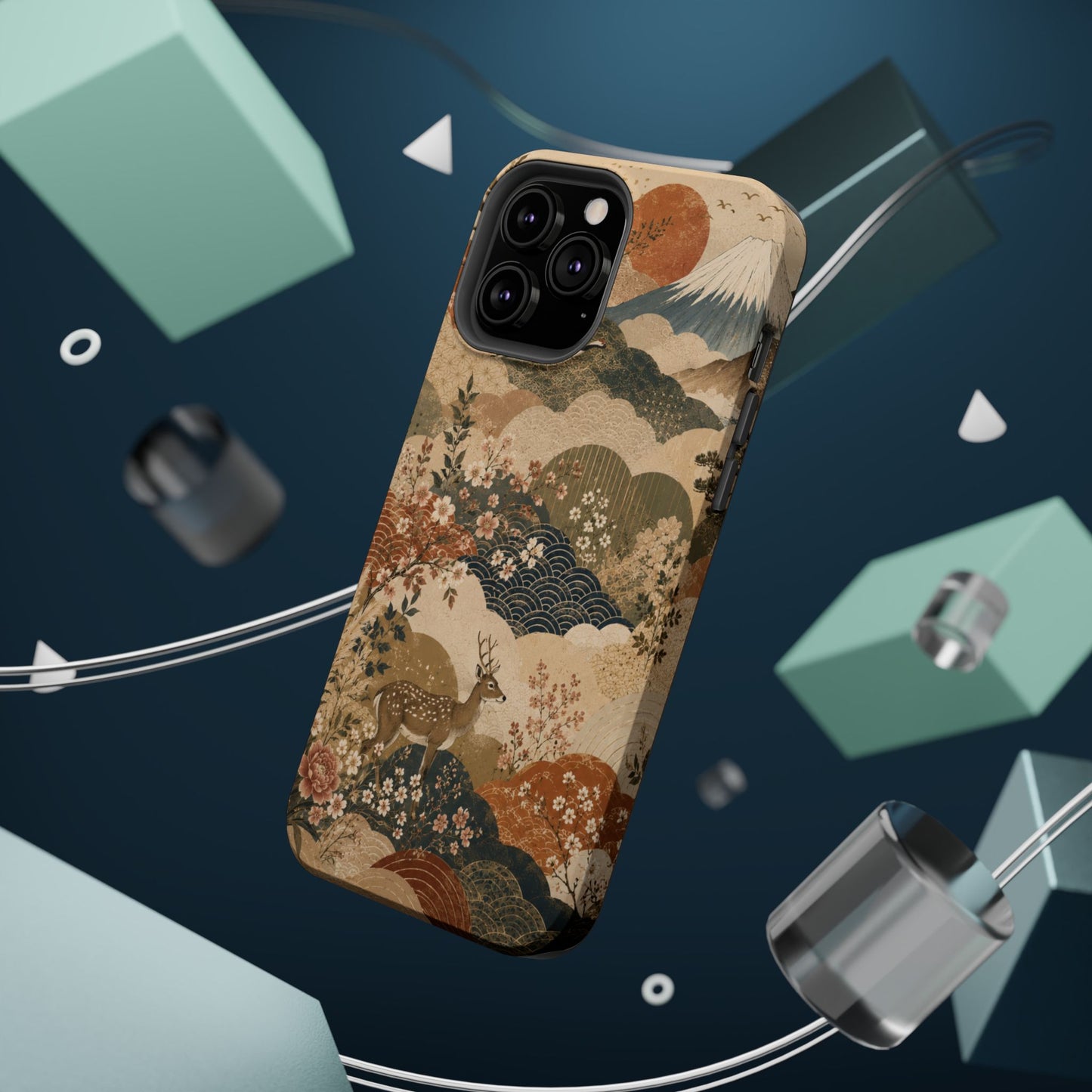 Vintage Japanese Animal Landscape Magnetic Impact-Resistant iPhone Cases