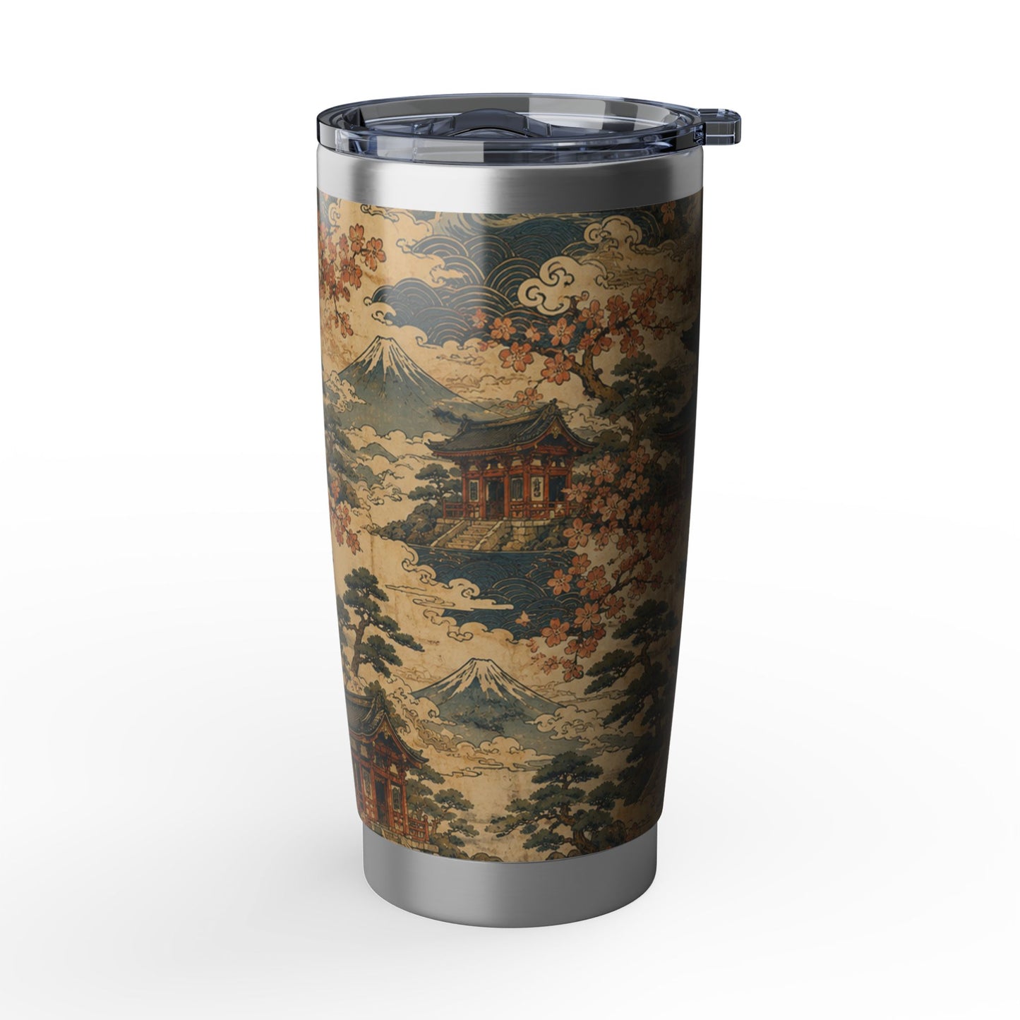 Vintage Japanese Temple Painting 20oz Insulated Tumbler Water Bottle