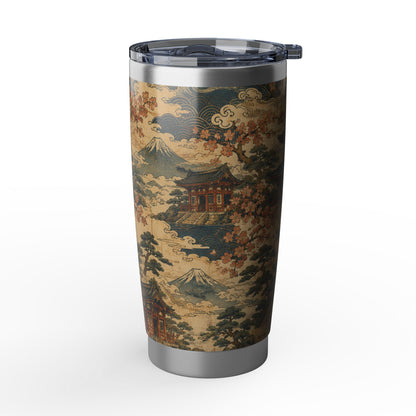 Vintage Japanese Temple Painting 20oz Insulated Tumbler Water Bottle