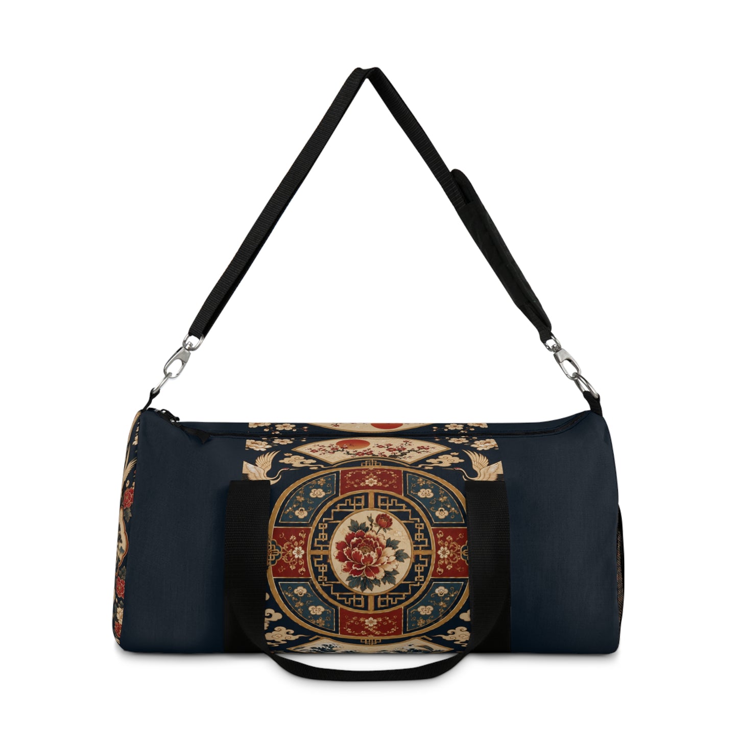East Asian Oriental Medallion Navy Blue Duffel Gym Bag