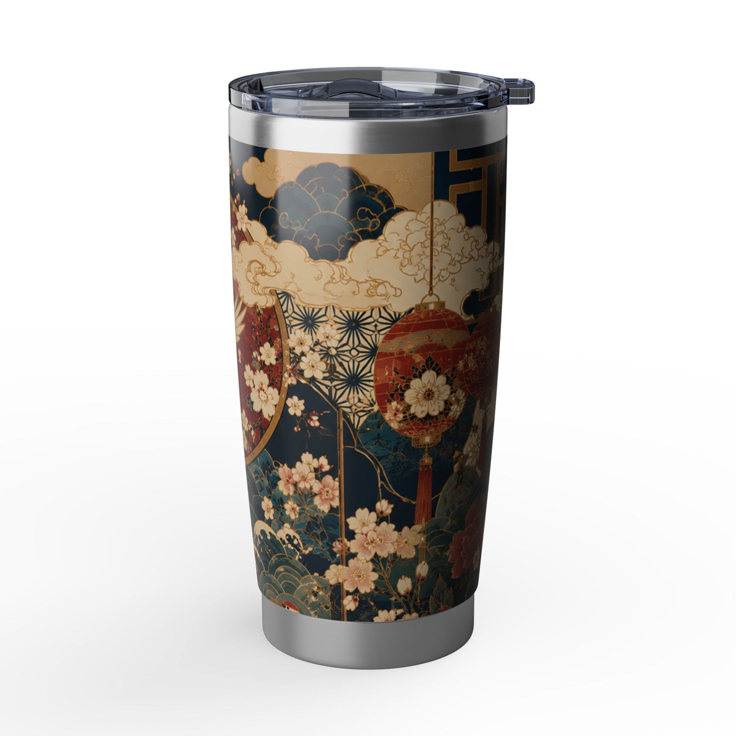 East Asian Floral Crane Tumblr l 20oz Stainless Steel Water Bottle