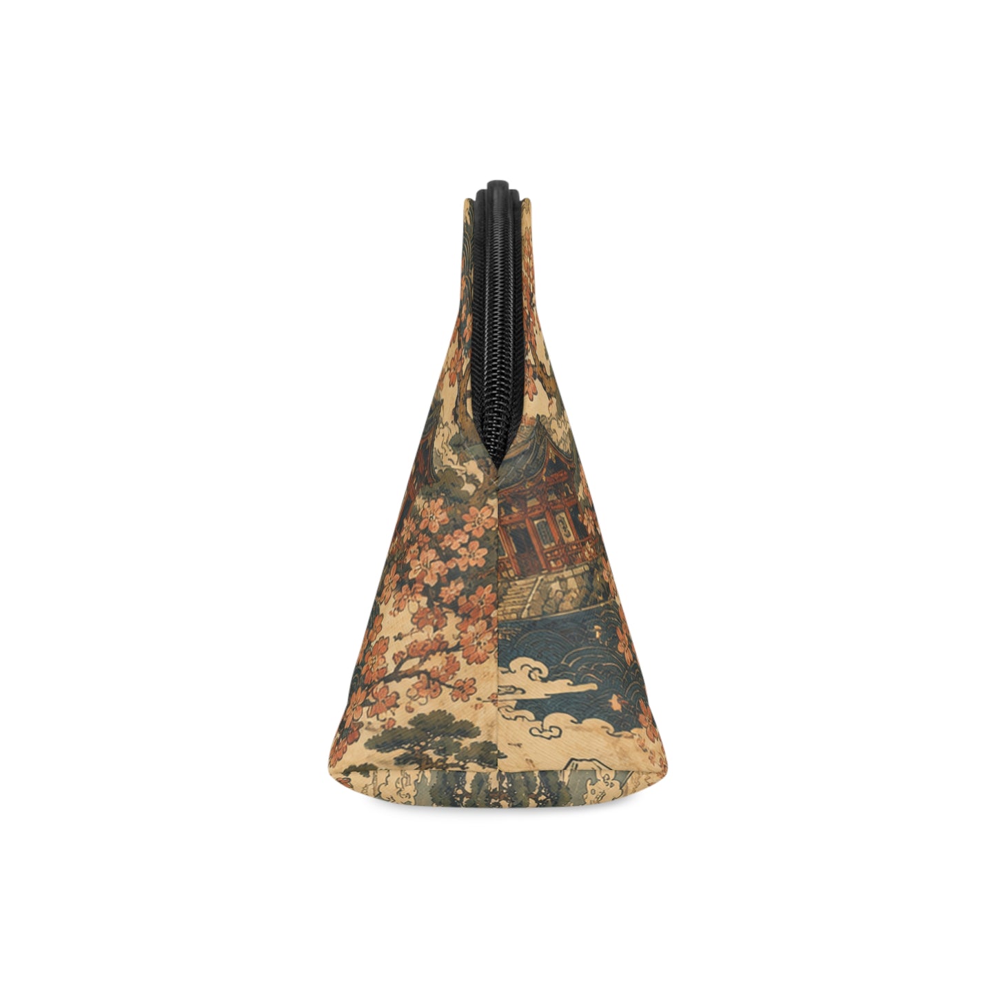 Vintage Japanese Temple Painting Cosmetic Makeup Pouch