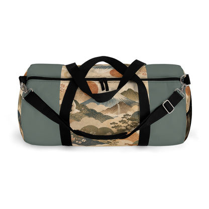 Vintage Japanese Cadet Blue Animal Landscape Duffel Gym Bag