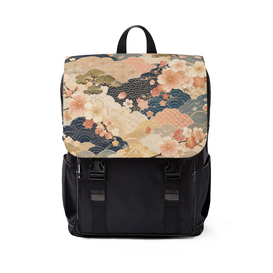 Vintage Japanese Floral Wave Sakura Backpack