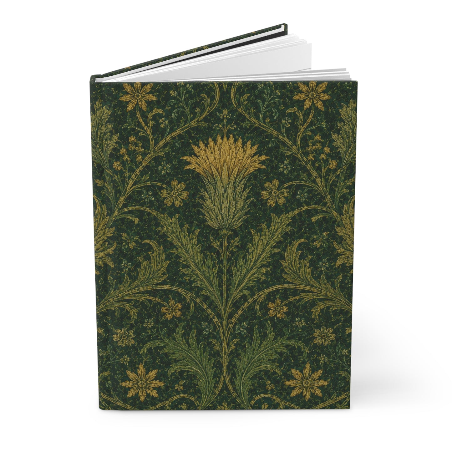 William Morris Forest Green Damask Floral Hardcover Journal