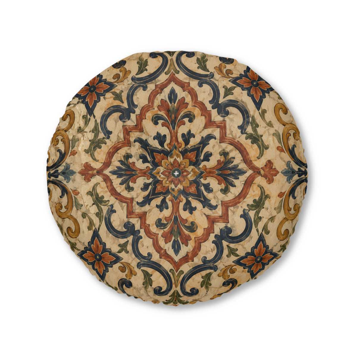 Moroccan Ornate Traditional Round Tufted Floor Pillow