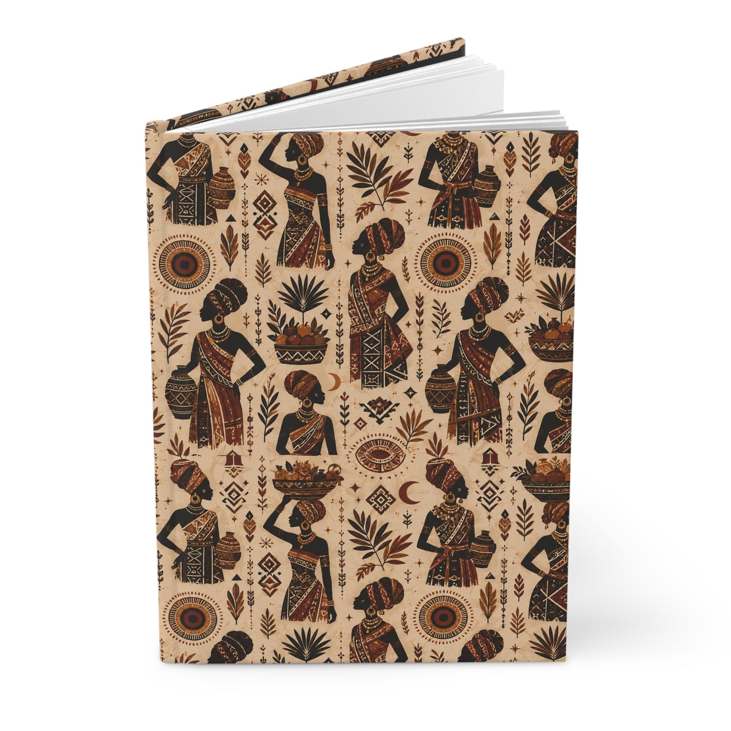 African Tribal Woman Figures Hardcover Journal