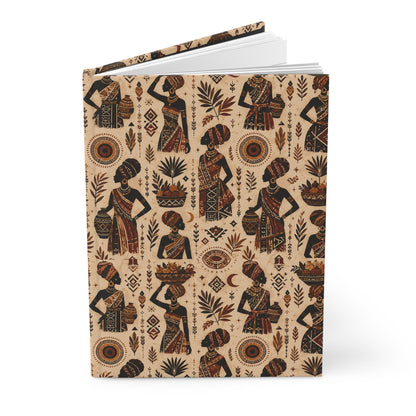 African Tribal Woman Figures Hardcover Journal