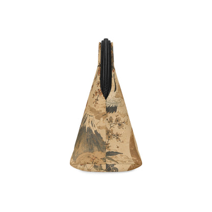 Vintage Japanese Crane Painting Cosmetic Makeup Pouch