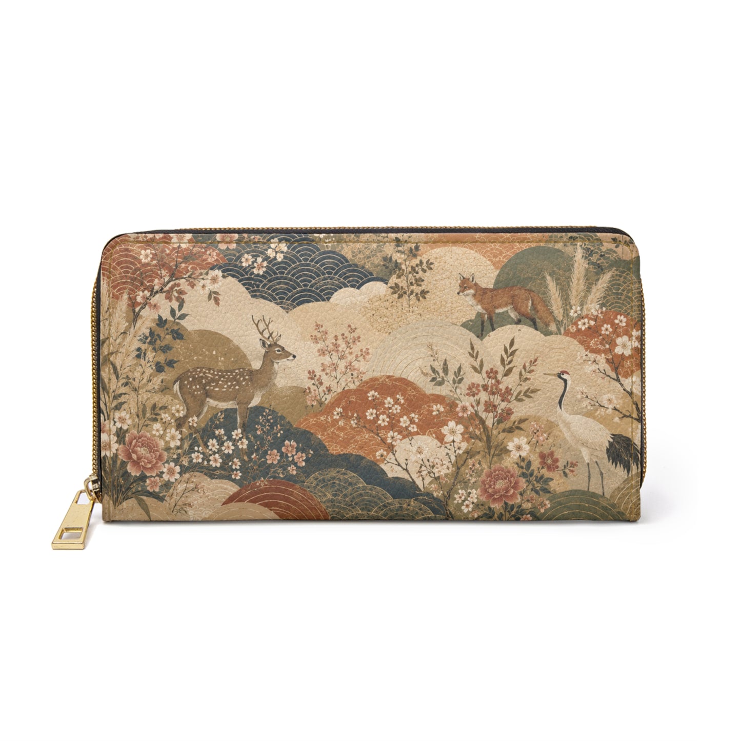 Vintage Japanese Animal Landscape Zipper Wallet