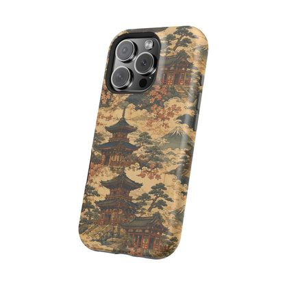Vintage Japanese Temple Painting Magnetic Impact-Resistant iPhone Cases