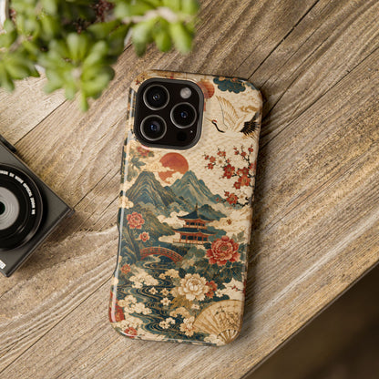 East Asian Vintage Landscape iPhone Case | Magnetic Impact-Resistant Case