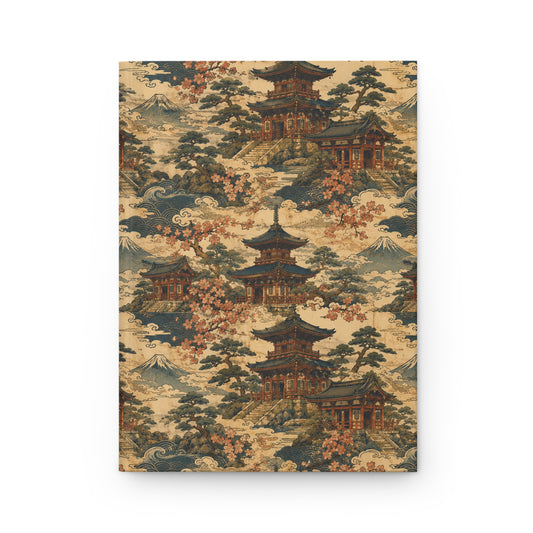 Vintage Japanese Temple Painting Hardcover Journal