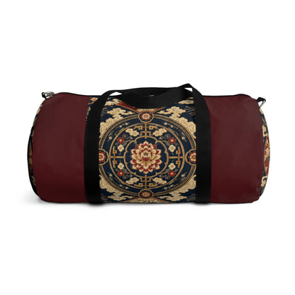 East Asian Mandala Maroon Red Duffel Gym Bag