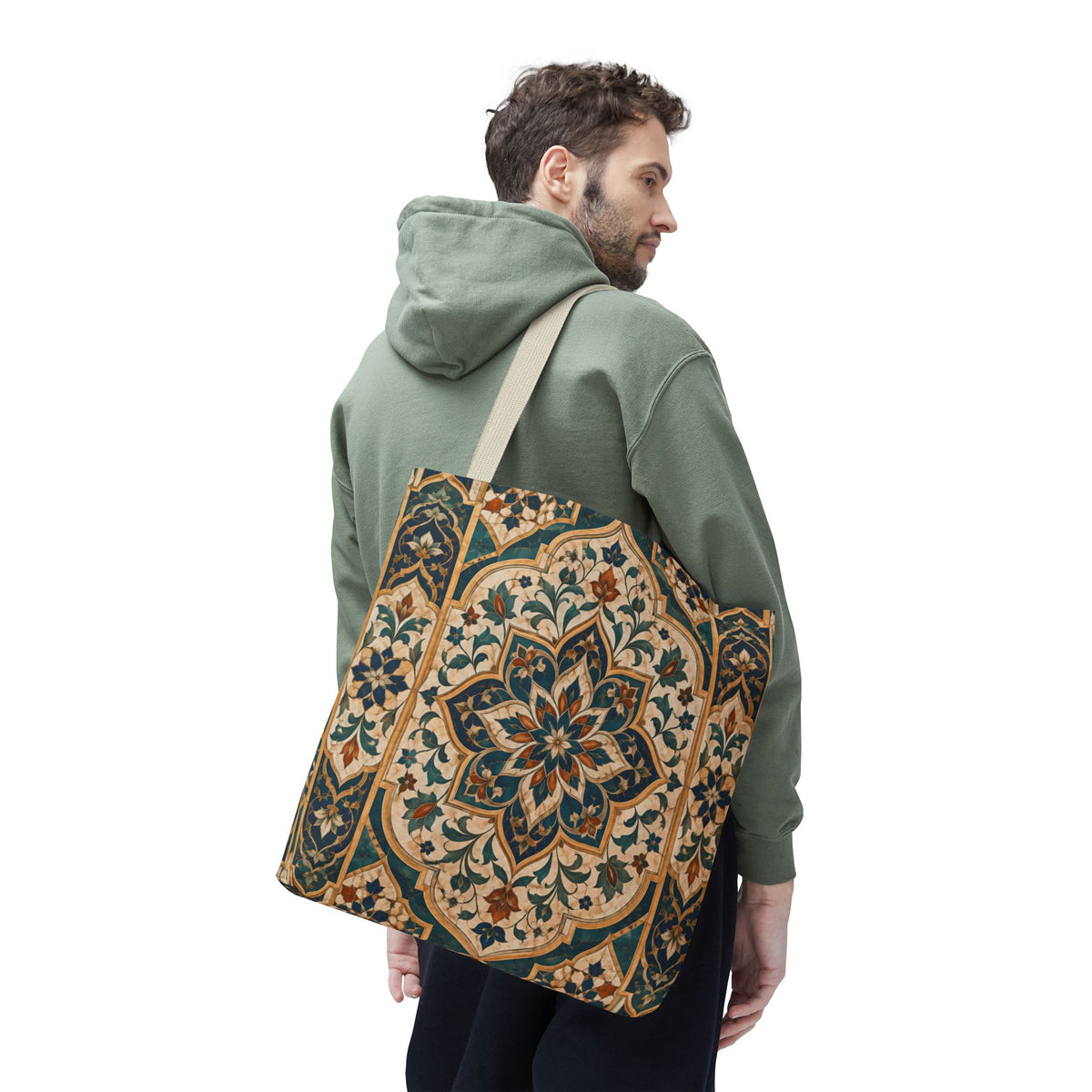 Full Art Moroccan Chevron Oriental Canvas Tote Bag