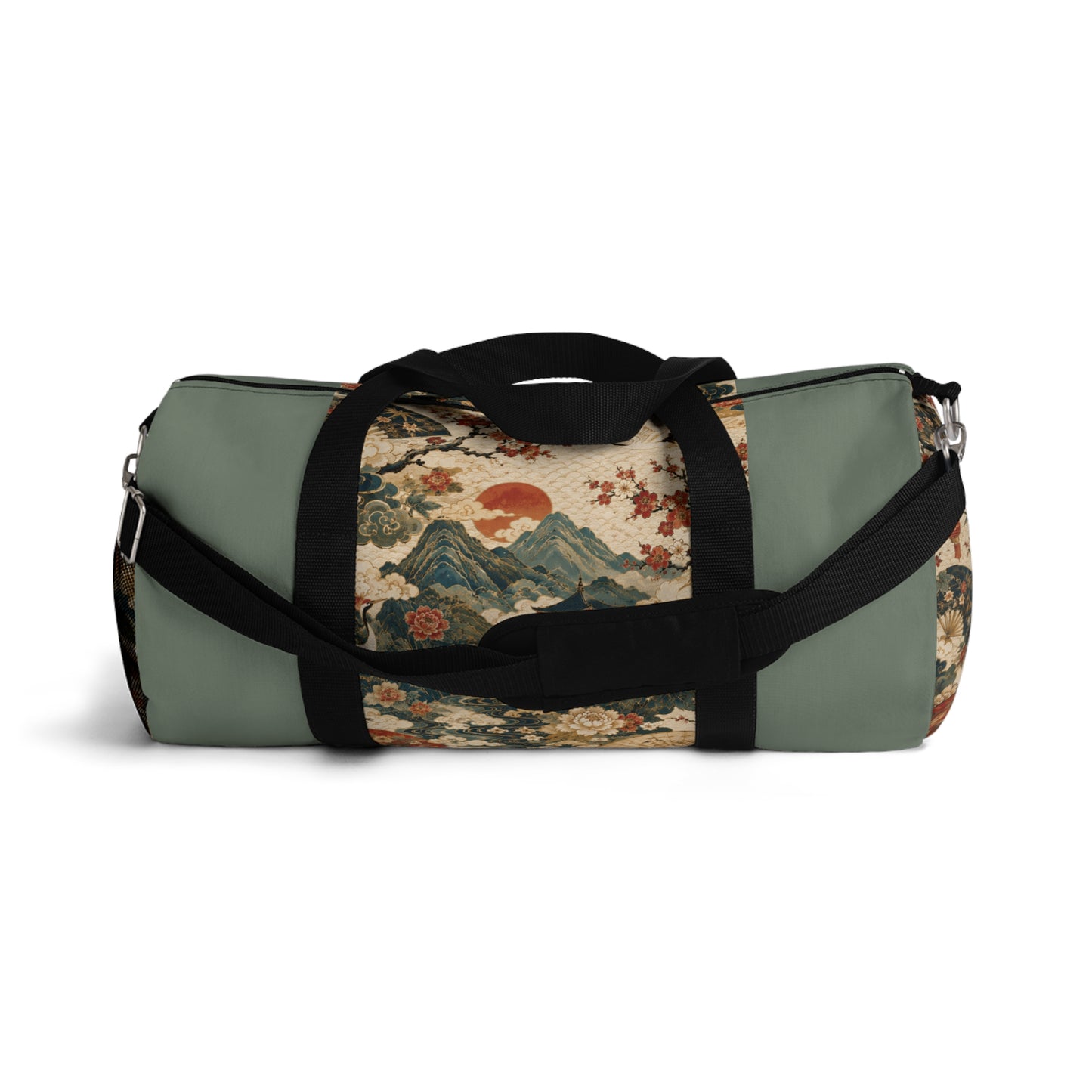 East Asian Vintage Landscape Pastel Green Duffel Gym Bag