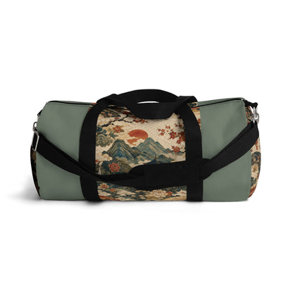 East Asian Vintage Landscape Pastel Green Duffel Gym Bag