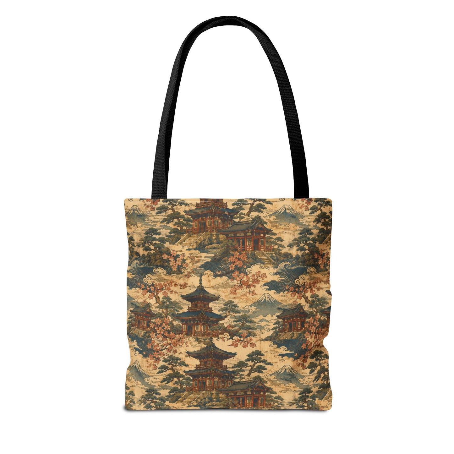 Vintage Japanese Temple Painting Full Art Tote Bag