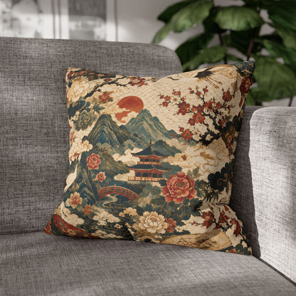 East Asian Vintage Landscape Pillow Case