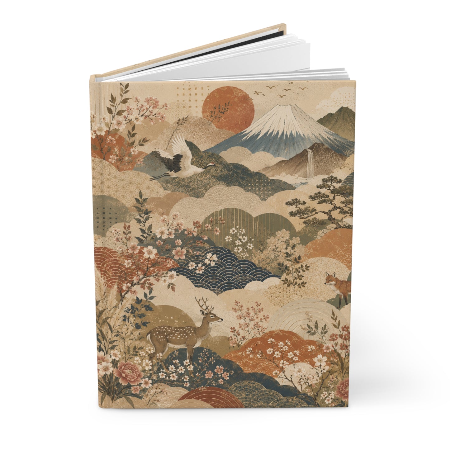 Vintage Japanese Animal Landscape Painting Hardcover Journal