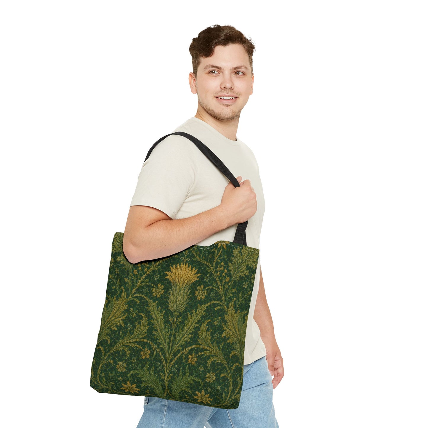William Morris Forest Green Damask Floral Full Tote Bag