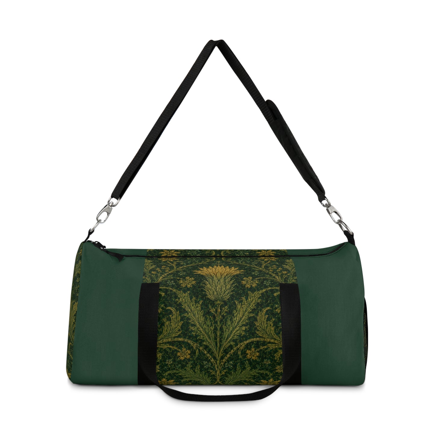 William Morris Forest Green Damask Floral Gym Duffel Bag