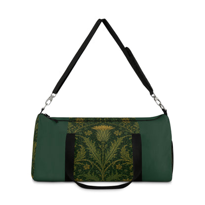 William Morris Forest Green Damask Floral Gym Duffel Bag