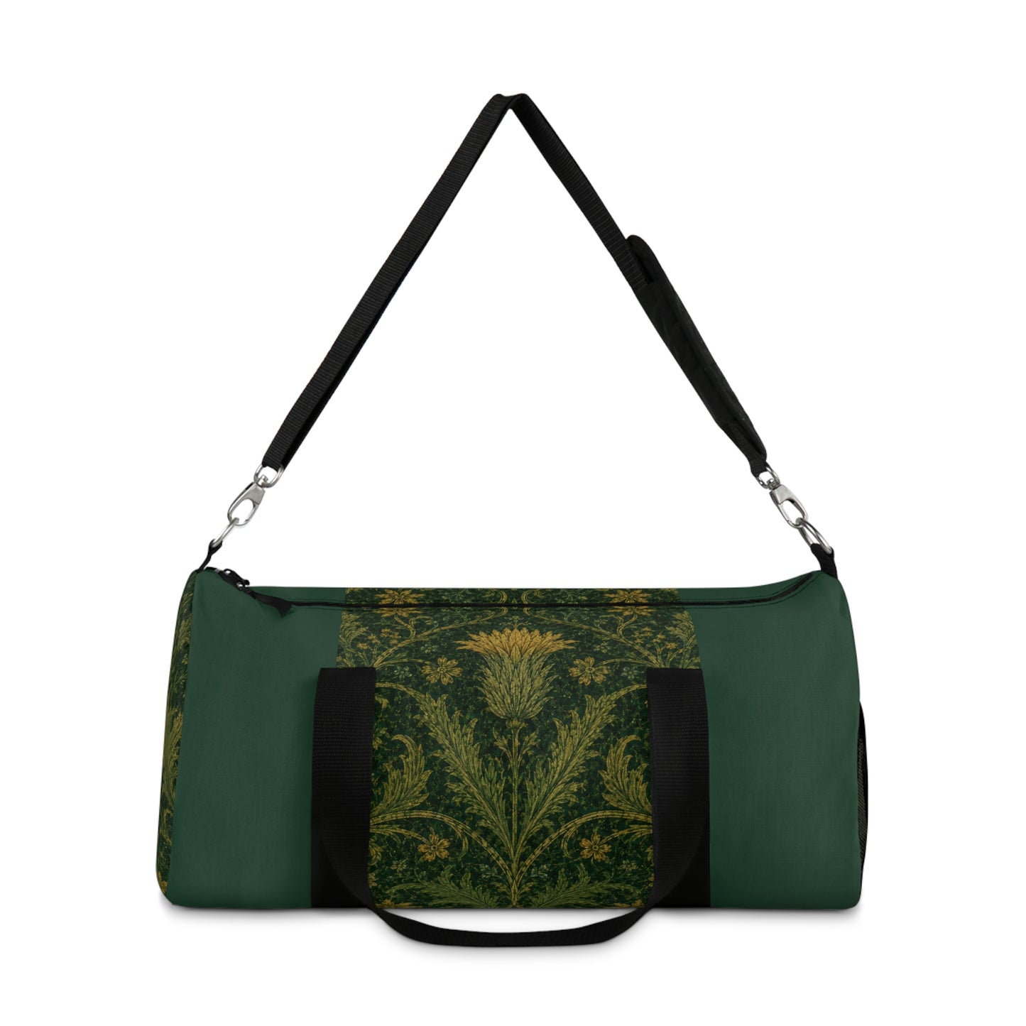 William Morris Forest Green Damask Floral Gym Duffel Bag
