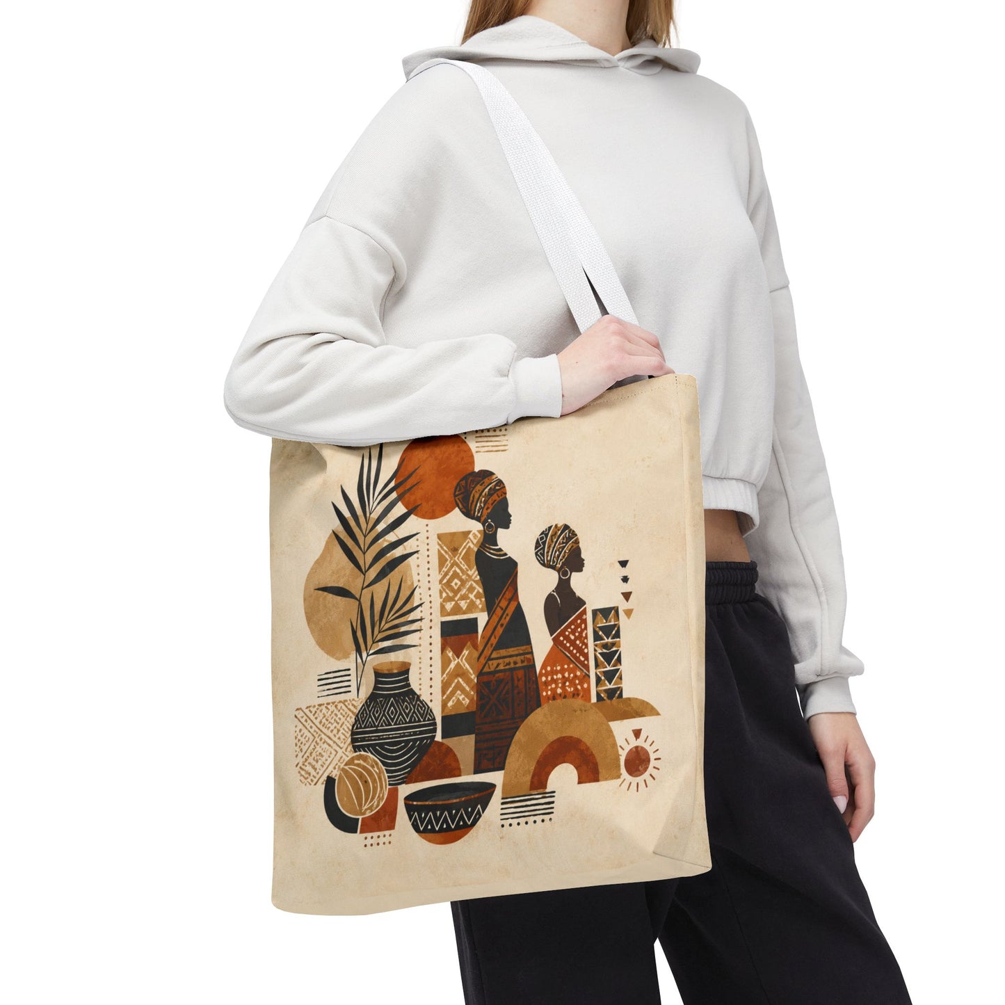 African Silhouette Pattern Full Art Tote Bag