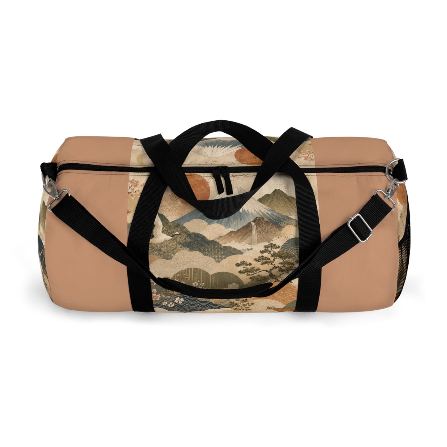 Vintage Japanese Sandy Orange Animal Landscape Duffel Gym Bag