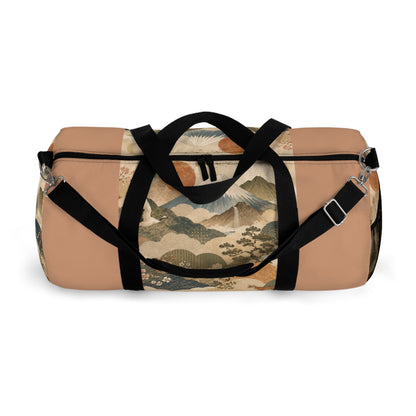 Vintage Japanese Sandy Orange Animal Landscape Duffel Gym Bag