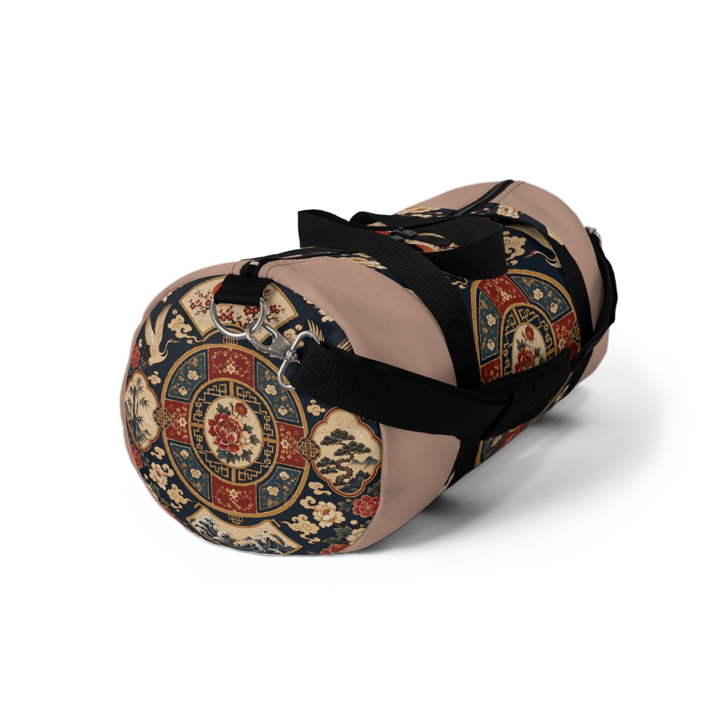 East Asian Oriental Medallion Baby Pink Duffel Gym Bag