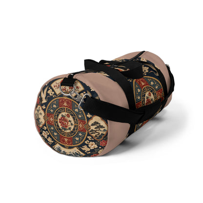 East Asian Oriental Medallion Baby Pink Duffel Gym Bag