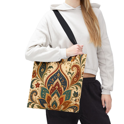 Indian Vintage Paisley Floral Full Art Tote Bag