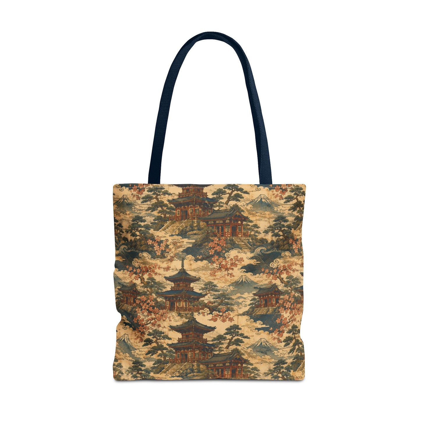Vintage Japanese Temple Painting Full Art Tote Bag