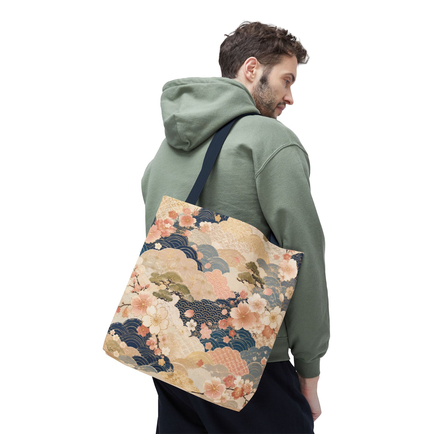 Vintage Japanese Waves & Clouds Painting Full Art Tote Bag