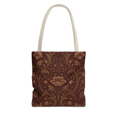 William Morris Floral Damask Maroon Full Art Tote Bag
