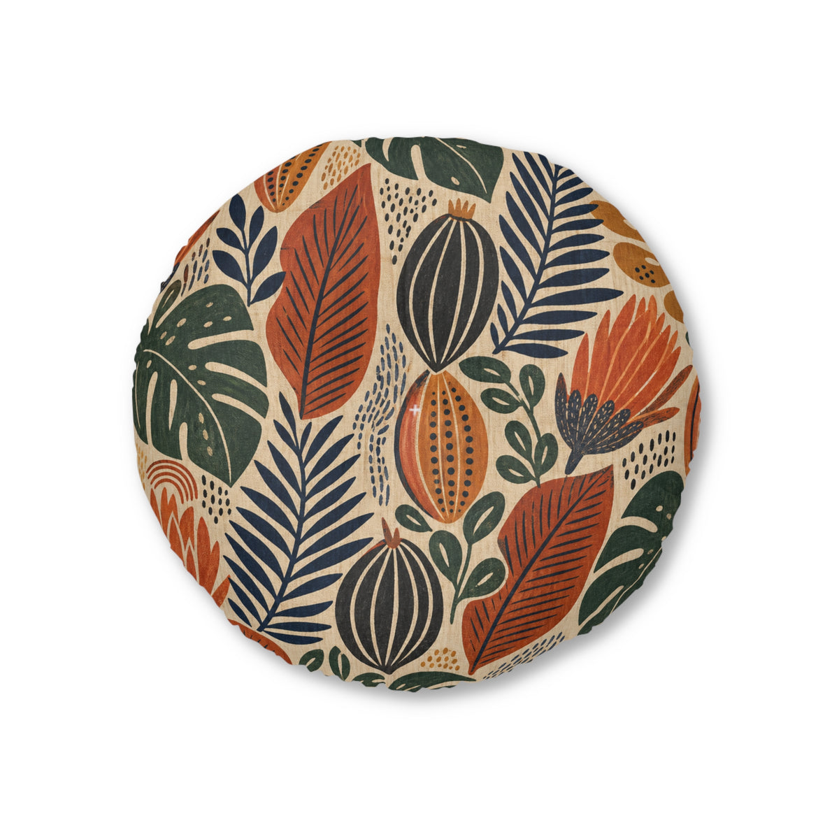 Botanical African Round Tufted Floor Pillow