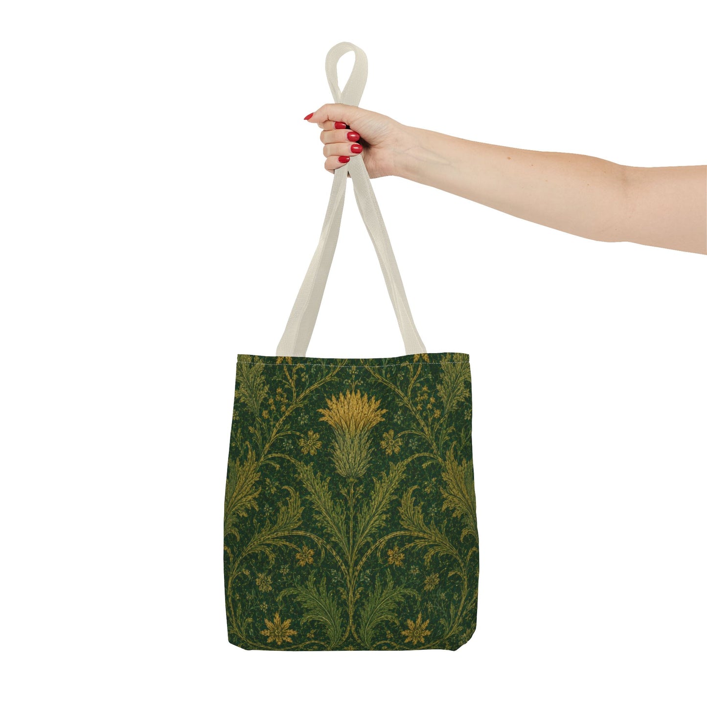 William Morris Forest Green Damask Floral Full Tote Bag