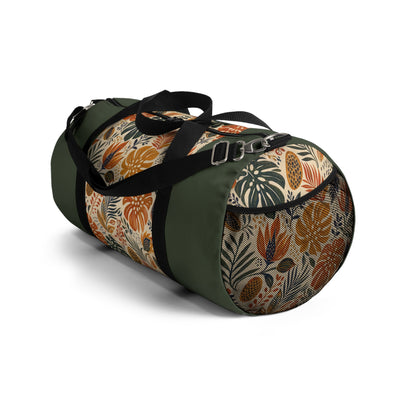 African Tribal Botanical Palm Military Green Gym Duffel Bag