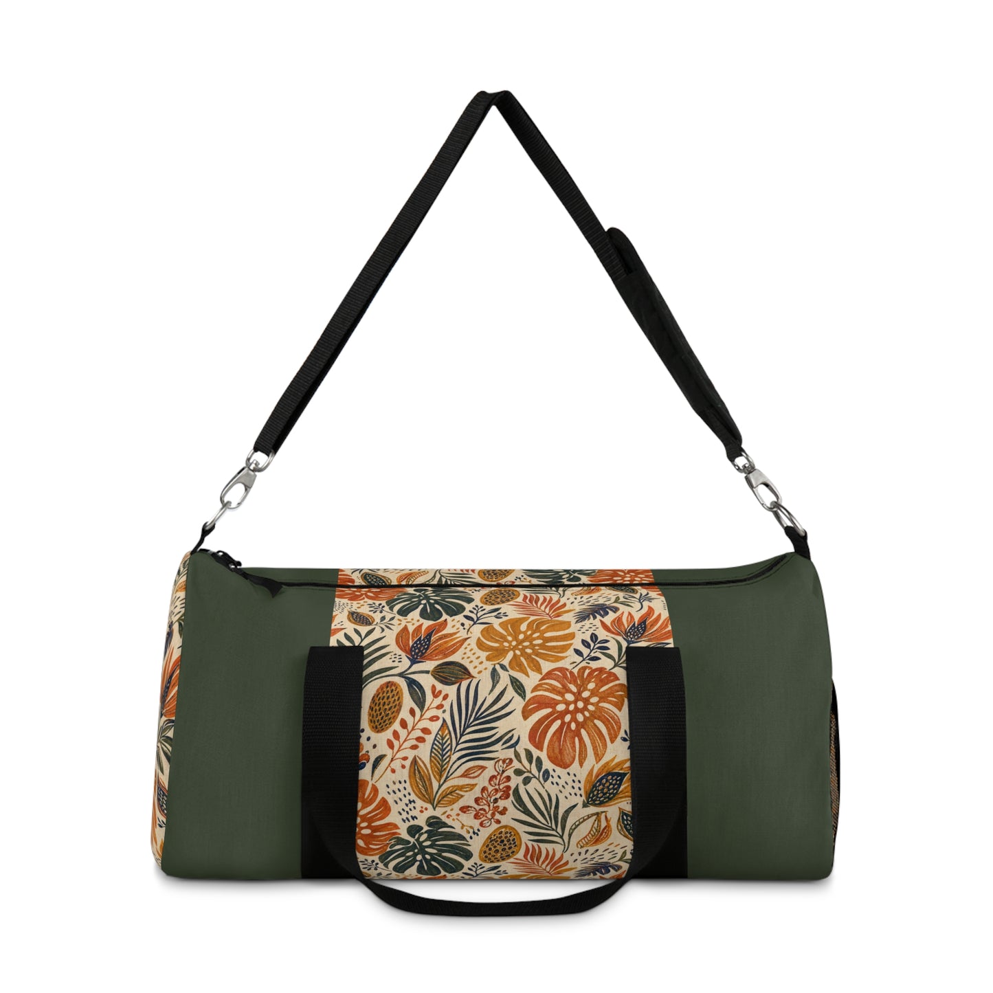 African Tribal Botanical Palm Military Green Gym Duffel Bag