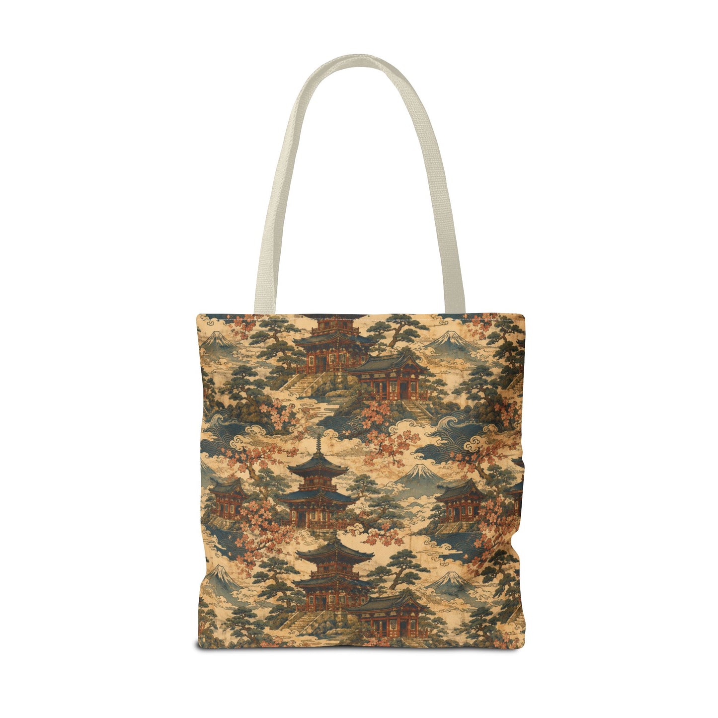 Vintage Japanese Temple Painting Full Art Tote Bag