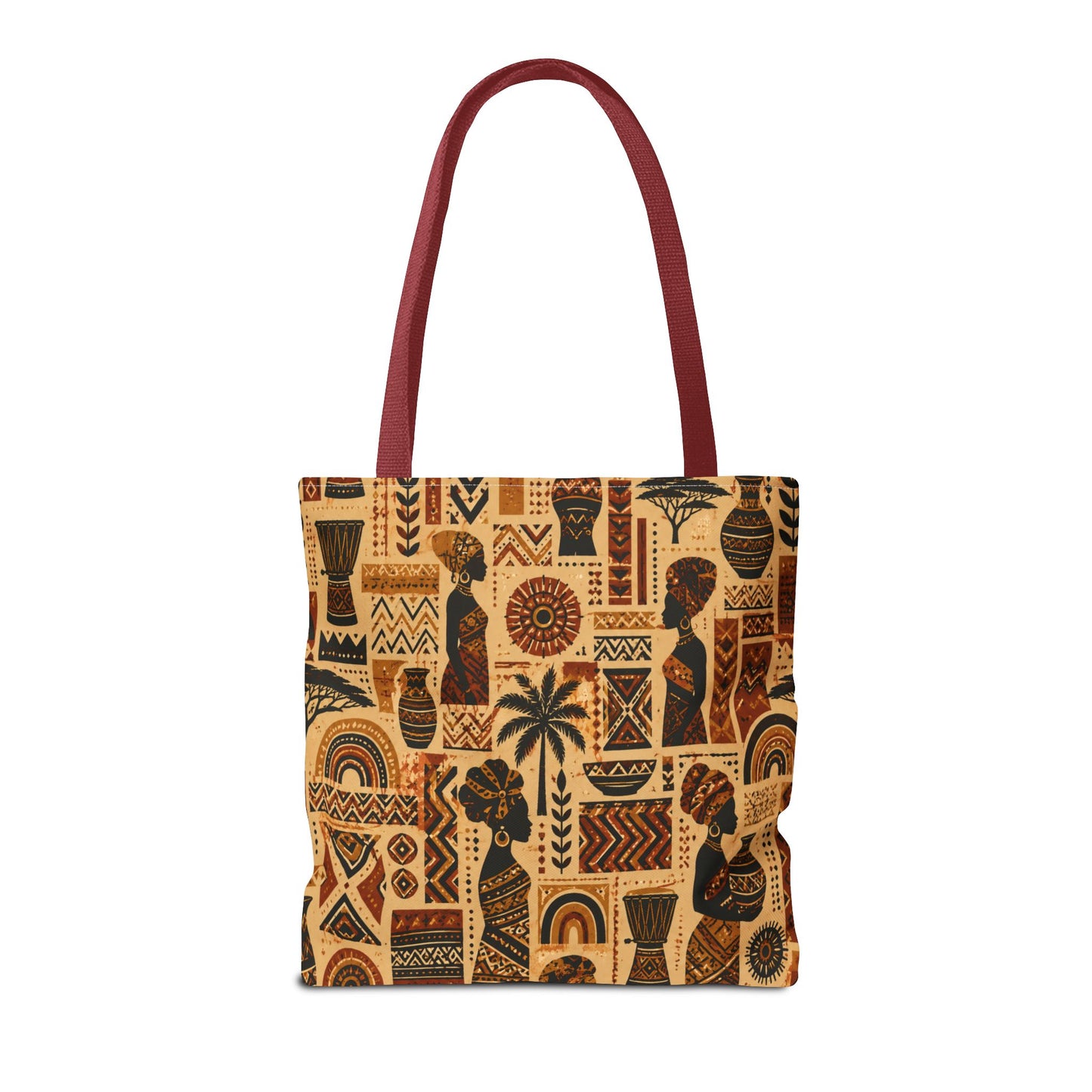 African Tribal Ethnic Silhouette Pattern Full Art Tote Bag
