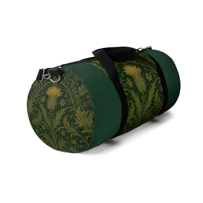 William Morris Forest Green Damask Floral Gym Duffel Bag