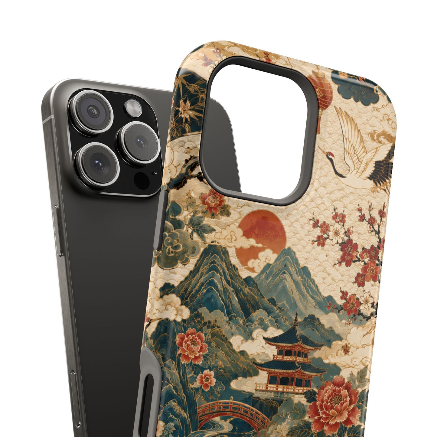 East Asian Vintage Landscape iPhone Case | Magnetic Impact-Resistant Case