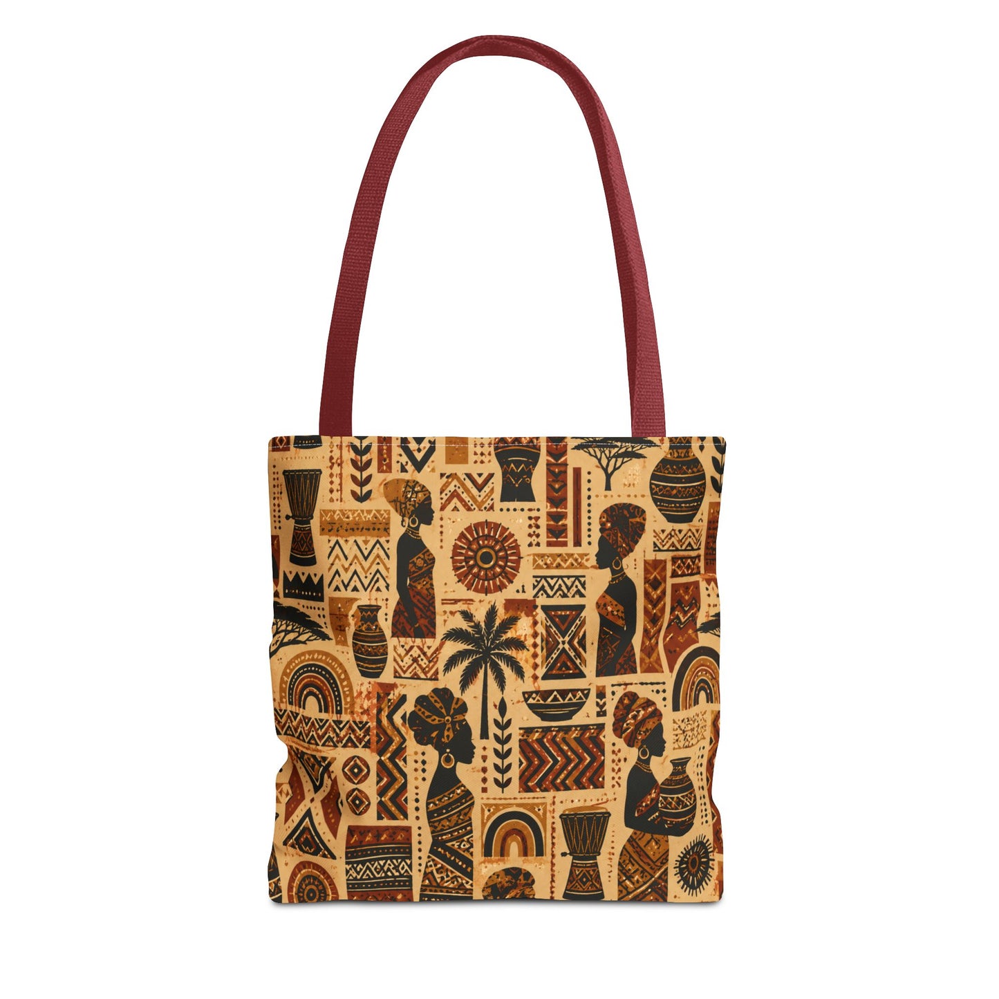 African Tribal Ethnic Silhouette Pattern Full Art Tote Bag